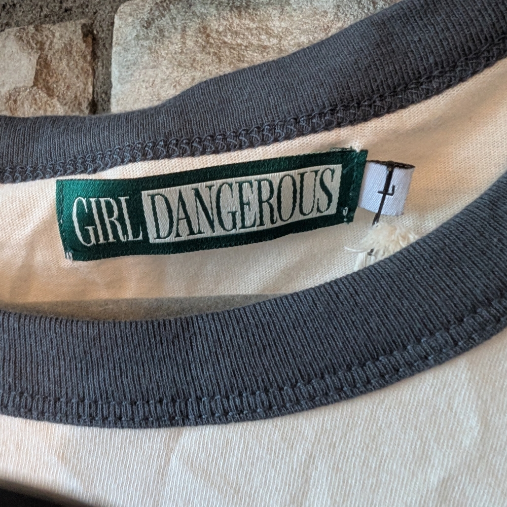 Girl Dangerous Decaf Is For Quitters Retro Ringer Tee - White & Navy - Picture 4 of 6